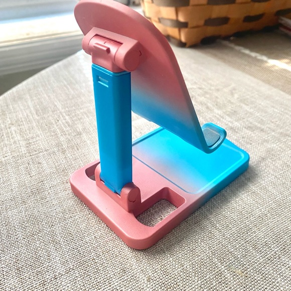 Foldable Phone / Tablet Stand • Portable for Car / Home • Pink & Blue Ombré - Picture 4 of 7